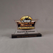 Front view of 36 Square Inch Premiere Series LaserCut™ Acrylic Award with custom shape of Sturgis Motorcycle Museum Hall of Fame Logo.
