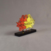 Angle view of 36 Square Inch Elite Series LaserCut™ Acrylic Award with custom shape of Autumnfest maple leaf logo.