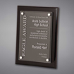 9" x 12" Black Piano Finished Plaque with acrylic cover held gracefully over plaque board with aluminum standoffs and engraved text.