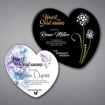Two Heart Shaped Acrylic Plaques showing contrast between white background and black background choice.