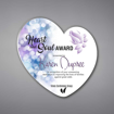 Heart Shaped Acrylic Plaque 10" made of white acrylic and printed with Heart and Soul Award
