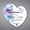 Heart Shaped Acrylic Plaque 12" made of white acrylic and printed with Heart and Soul Award