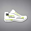 Shoe Shaped Acrylic Plaque 11" made of white acrylic and printed with 5K Team Challenge Winner logo and text.