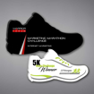 Two Shoe Shaped Acrylic Plaques showing contrast between white background and black background choice.