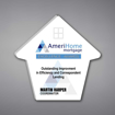 Slant House Shaped Acrylic Plaque 11" made of white acrylic and printed with American Home Mortgage logo and text.