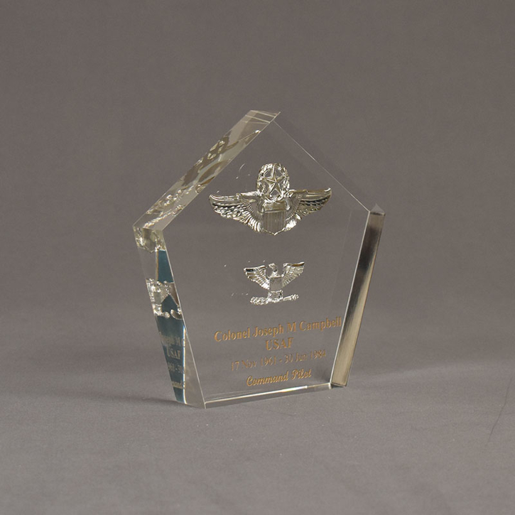 Pentagon Lucite® Badge Embedment US Acrylic Awards