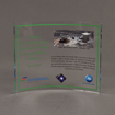 The Constellation Deal Toy features and front view of a 3/8" thick clear acrylic expertly UV printed and slump bent to create a free standing award.