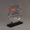 Side view of 65 Square Inch Premiere Series LaserCut™ Acrylic Award with custom shape of Nassau police badge.
