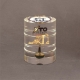 Large Oil Barrel Lucite Award – Front View Front-facing Lucite oil barrel award featuring a black oil drop and gold pumpjack inside.